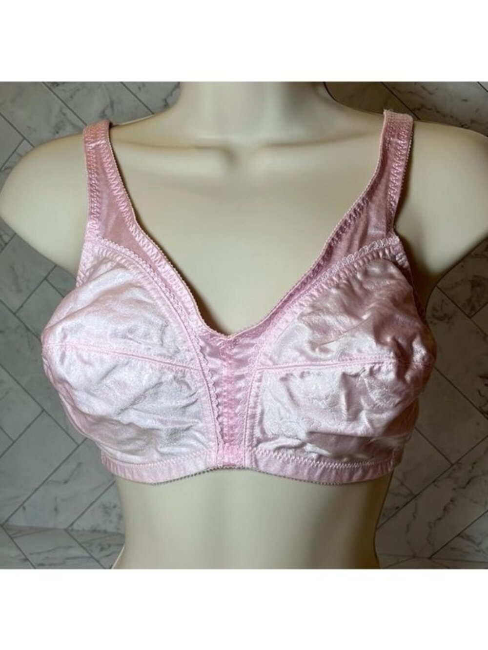 Pink K Womens Floral Tricot Embossed Full Coverage Bra 38C PLUS SIZE